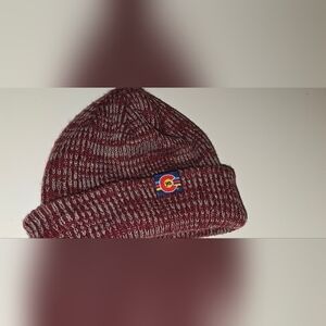NWOT Yo Colorado Maroon Red Heathered Marled Knit Beanie Convertible